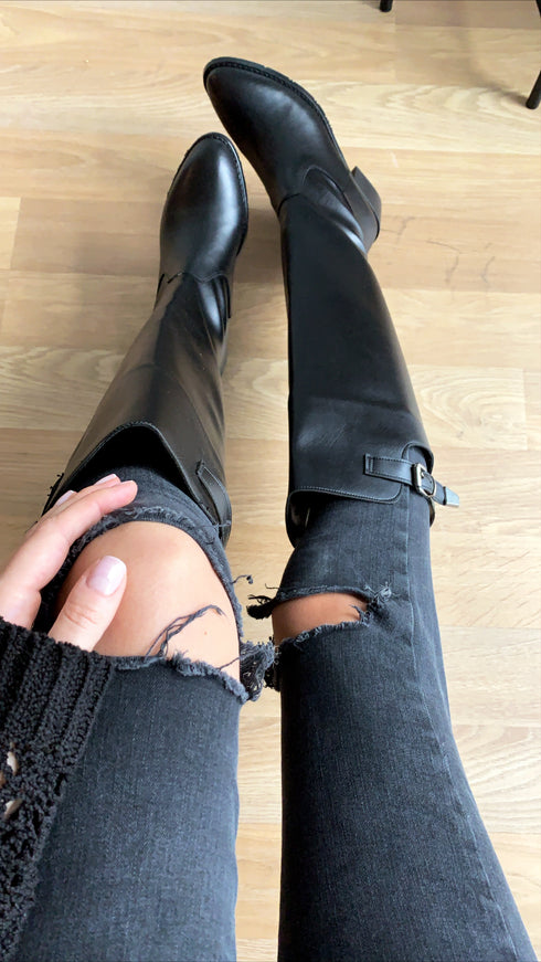 VERONA SİYAH KEMERLİ BİNİCİ ÇİZME